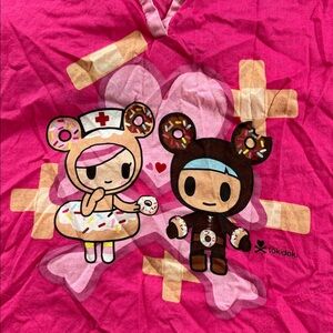 TOKIDOKI BY KOI WOMENS SCRUB TOP XS PINK